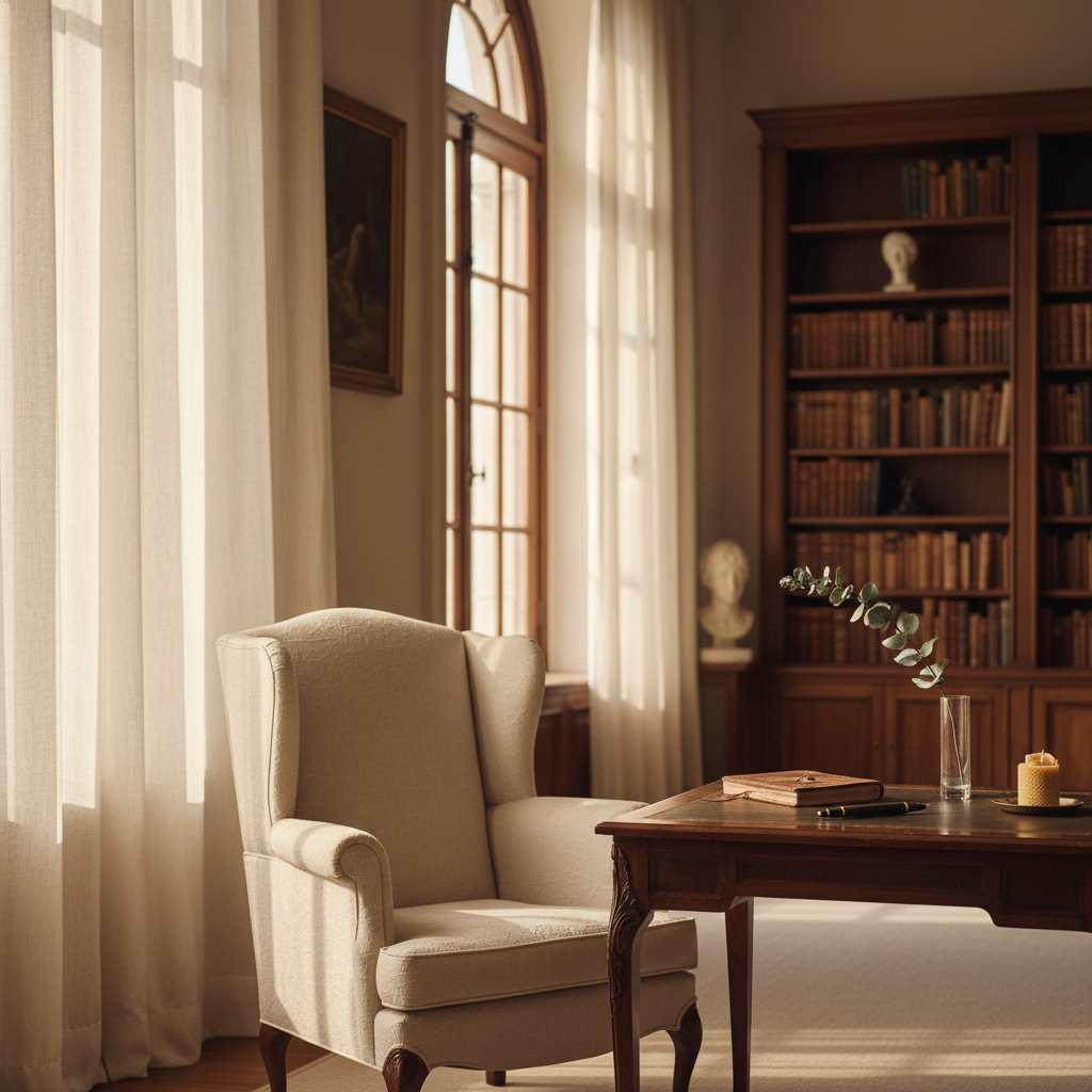 Grand European Sitting Room at Golden Hour