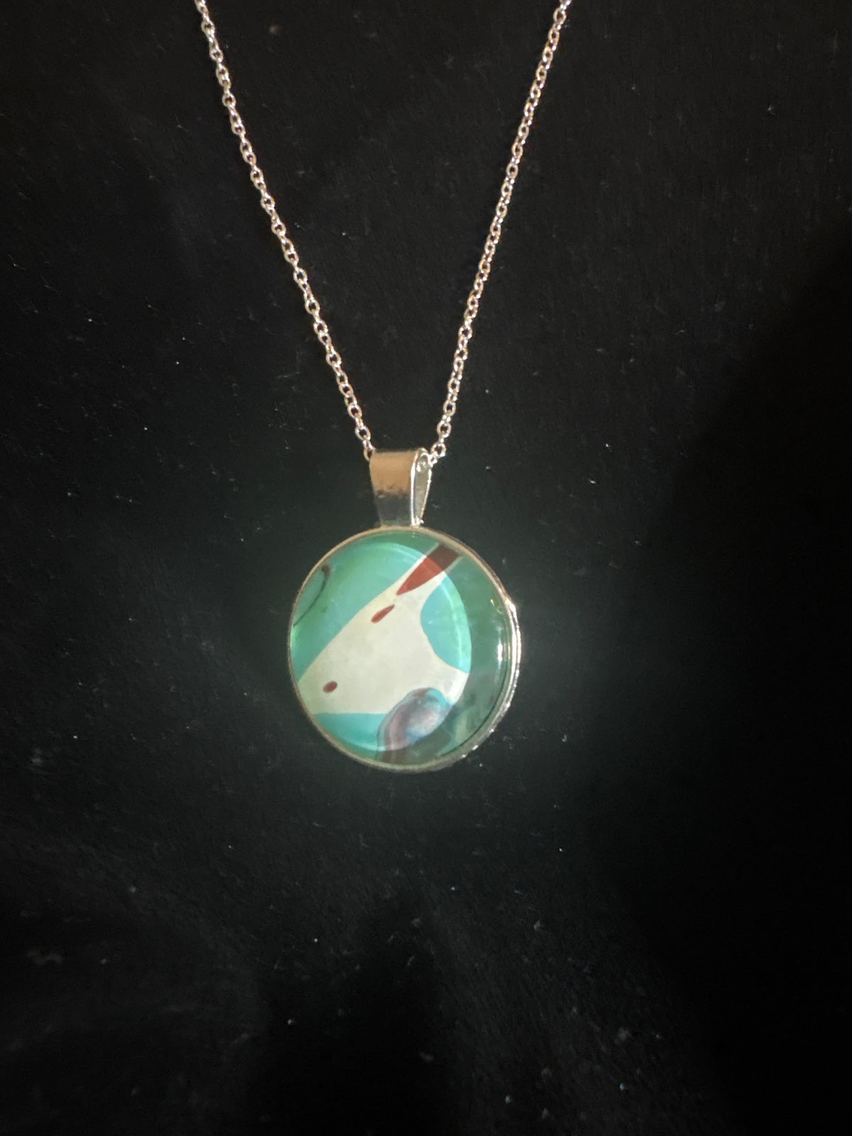 Turquoise, Brown, White Round Pendant