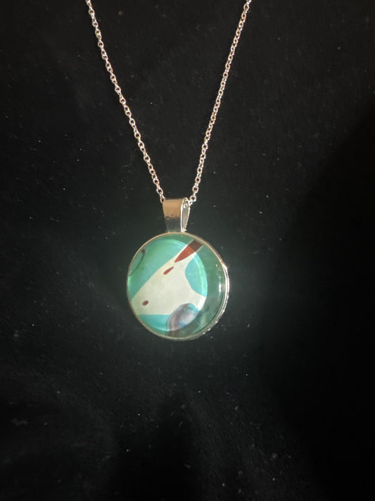 Turquoise, Brown, White Round Pendant